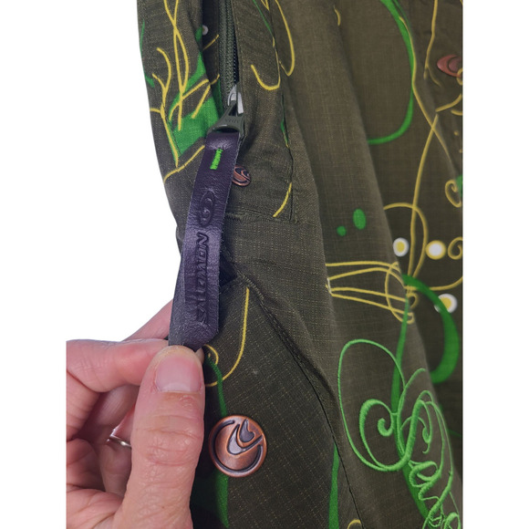 Salomon Snowlicious Women's Green Printed Cargo Clima Pro Snow Pants Size Small - Picture 5 of 13